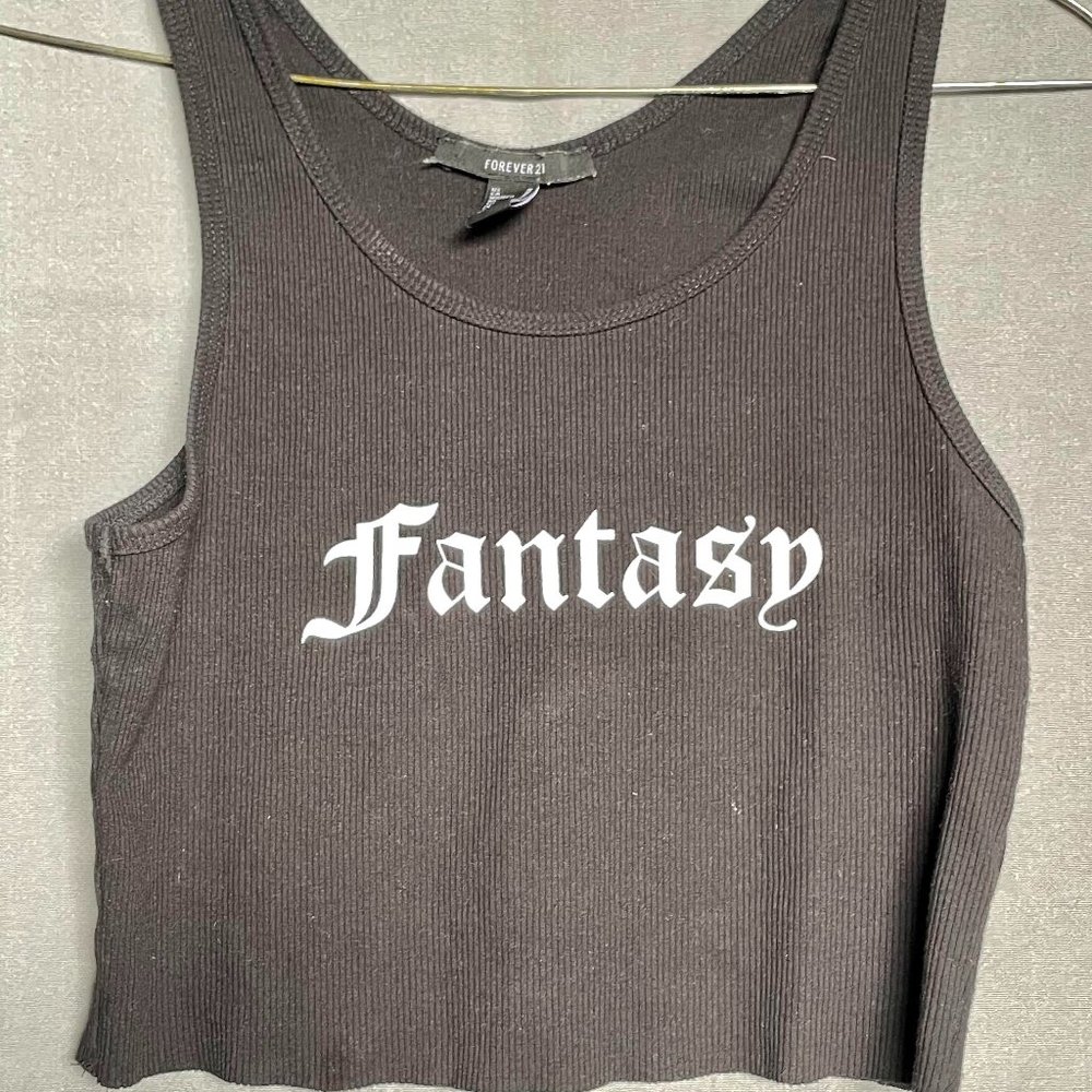 Y2K style cropped tank calligraphy lettering